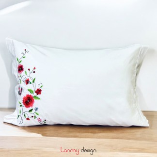 Pillowcase set - Butterfly and flower embroidery